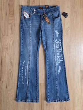 Von Dutch Women's Blue Graphic Jeans BNWT
